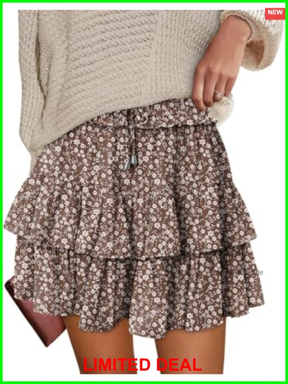 Flowy Ruffle Tiered Skorts for Women Elastic Waist Crochet Hem